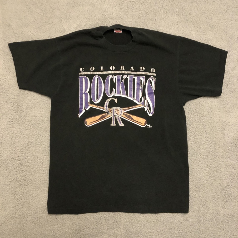 Vtg Colorado Rockies Shirt Mens XL Baseball Graphic Single‎ Stitch Chalk Line